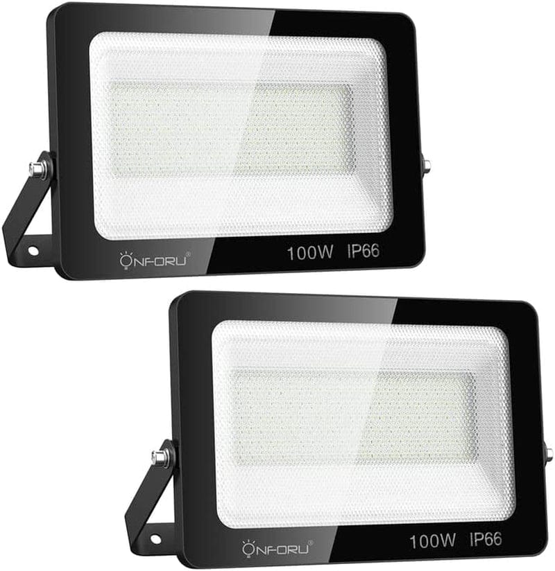 Onforu 2 Pack 100W LED Flood Light, 11000LM Super Bright Outdoor Security Lights, IP66 Waterproof outside Flood Light, 5000K Daylight White Floodlight for Yard Garden Playground Basketball Court Patio
