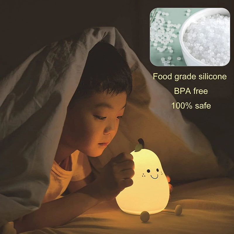 ONSHONE Kids LED Pear Cute Night Light with Legs USB Rechargeable Dimmable for Baby Toddler Girl Boy Nursery Bedroom Bedside, 7-Color Cordless Lamp Battery Operated Home & Garden > Lighting > Night Lights & Ambient Lighting Lanyuan Co., Ltd.   