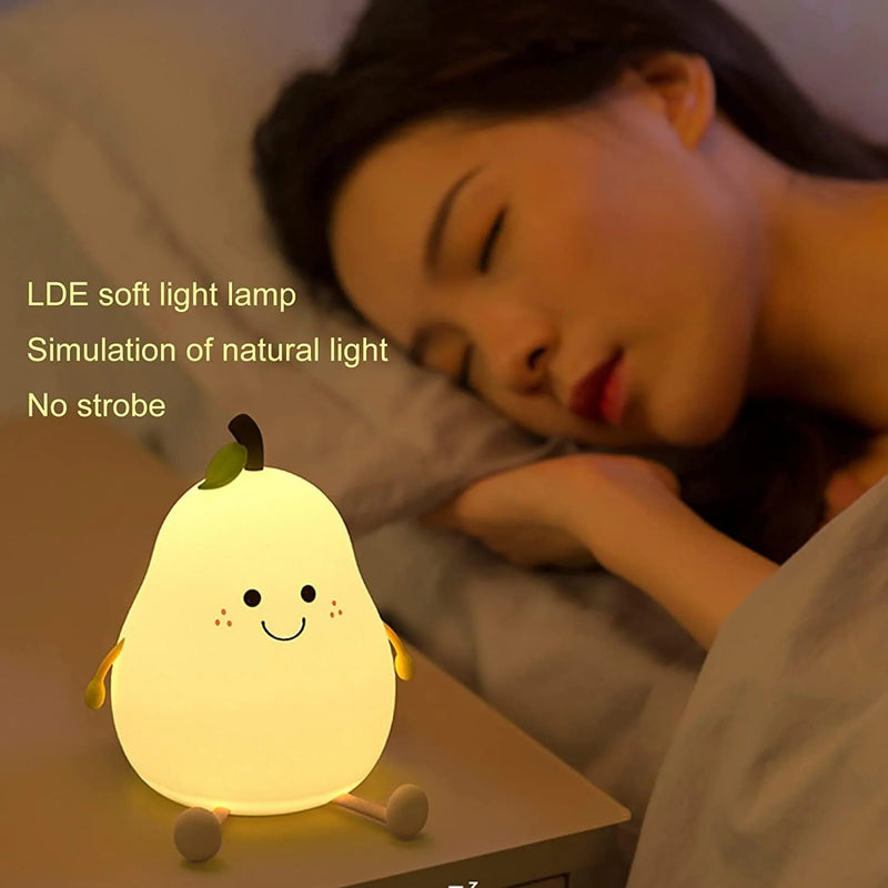 ONSHONE Kids LED Pear Cute Night Light with Legs USB Rechargeable Dimmable for Baby Toddler Girl Boy Nursery Bedroom Bedside, 7-Color Cordless Lamp Battery Operated Home & Garden > Lighting > Night Lights & Ambient Lighting Lanyuan Co., Ltd.   