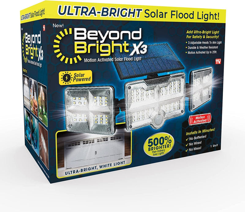 Ontel beyond Bright X3 Motion Activated Solar Flood Light - Ultra-Bright, Solar-Powered, Weather-Resistant Light with 3 Adjustable Heads & 122 Leds - Maximum Security for Porch, Deck, Yard & More Home & Garden > Lighting > Flood & Spot Lights Ontel 1 Flood Light - Solar Powered 