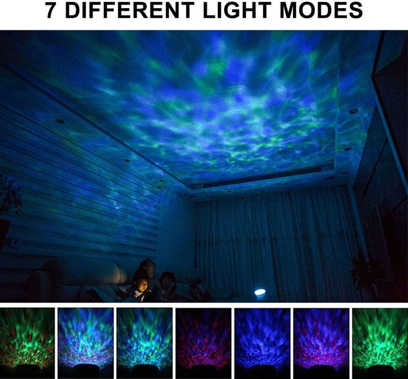 Opibtu Ocean Wave Projector 12 LED Remote Control Undersea Projector Lamp,7 Color Changing Music Player Night Light Projector for Baby Kids Adults Bedroom Living Room