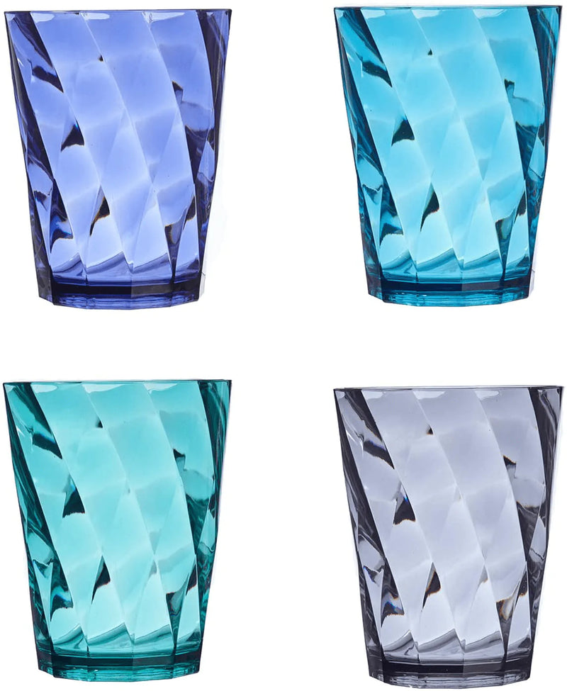 Optix 14-ounce Plastic Tumblers | set of 8 in 4 Coastal Colors