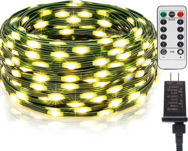 Orahon Christmas Lights 400Led 132Ft Outdoor Indoor Fairy Lights for Bedroom Twinkle String Lights Waterproof with Remote 8 Modes Memory Timer Plug in Green Wire for Xmas Tree Yard (Multicolored) Home & Garden > Lighting > Light Ropes & Strings orahon Warm White 66ft 