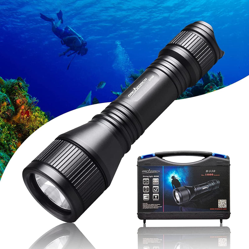 ORCATORCH D550 Scuba Dive Light, 1000 Lumens Super Bright Underwater LED Diving Flashlight with 3 Modes, IP68 Waterproof Night Dive Torch 150 Meters Submersible Light Home & Garden > Pool & Spa > Pool & Spa Accessories ORCATORCH   