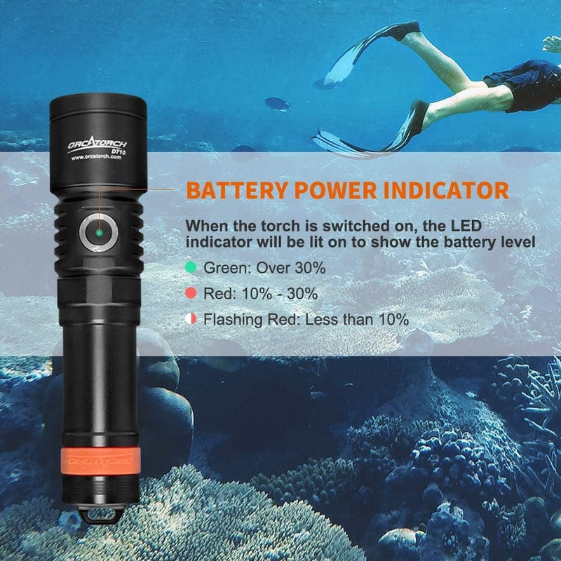 ORCATORCH D710 Scuba Diving Light, 3000 Lumen Super Bright Underwater Flashlight with 6 Degrees Narrow Beam, IP68 Waterproof Night Dive Torch 150 Meters Submersible Light Home & Garden > Pool & Spa > Pool & Spa Accessories ORCATORCH TECHNOLOGY LIMITED   