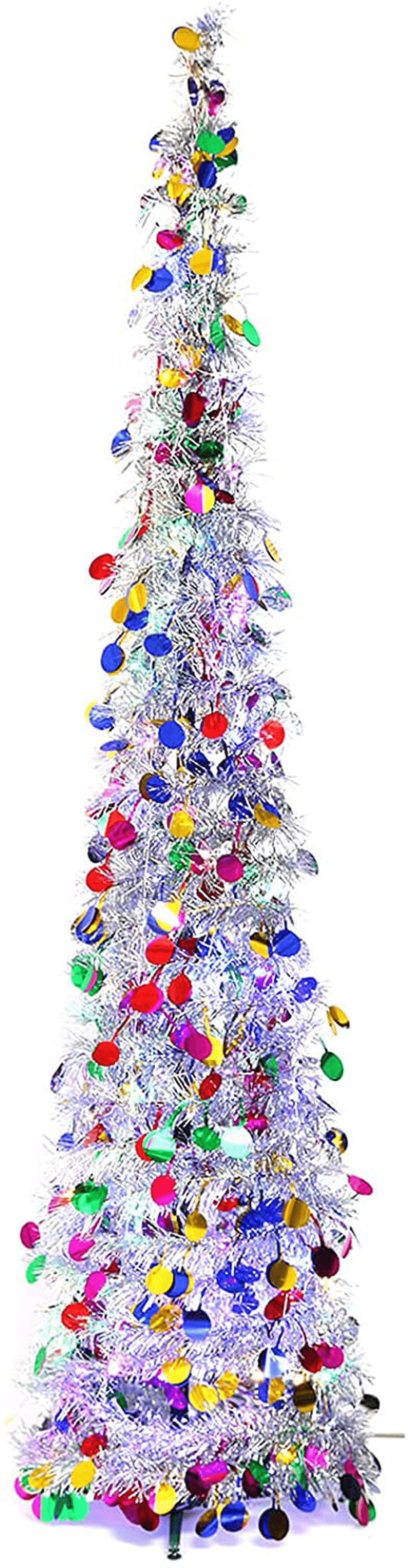 Orgrimmar 5FT Artificial Halloween Christmas Tree Pop Up Christmas Tree Tinsel Coastal Pencil Tree for Holiday Home Party Decoration (Black) Home & Garden > Decor > Seasonal & Holiday Decorations > Christmas Tree Stands Orgrimmar Multicolor  