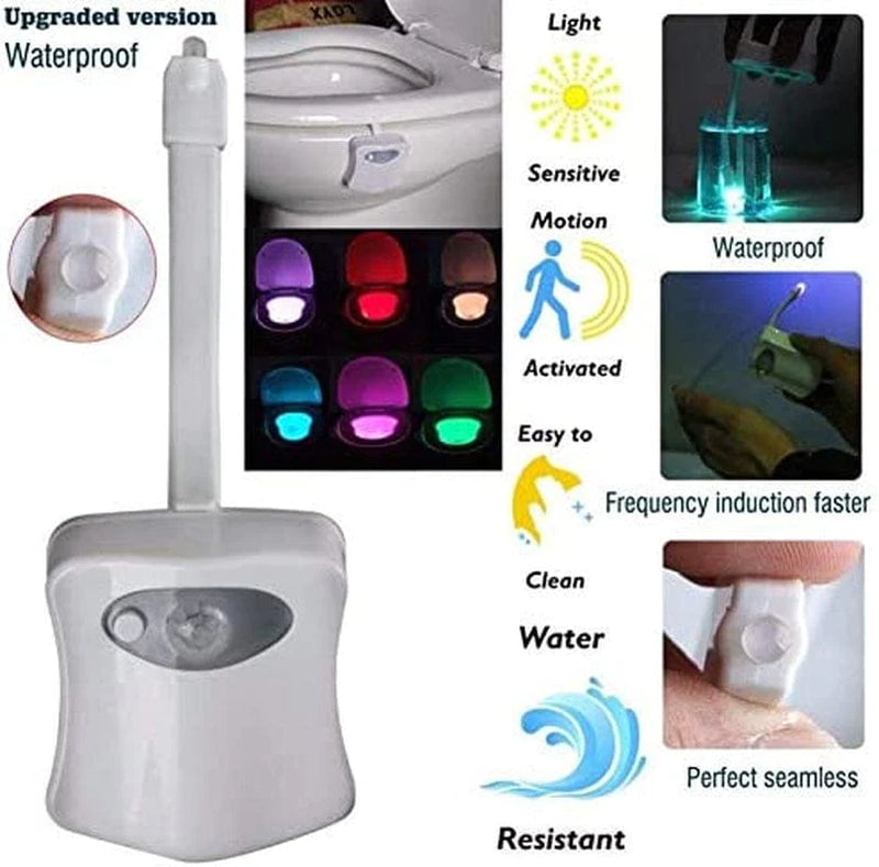 Original Toilet Night Light 2 Pack, ZEZHOU Motion Sensor Activated LED Lamp, Fun 8 Colors Changing Bathroom Nightlight Add on Toilet Bowl Seat, Perfect Decorating Gadget for Dad Adults Kids Toddler