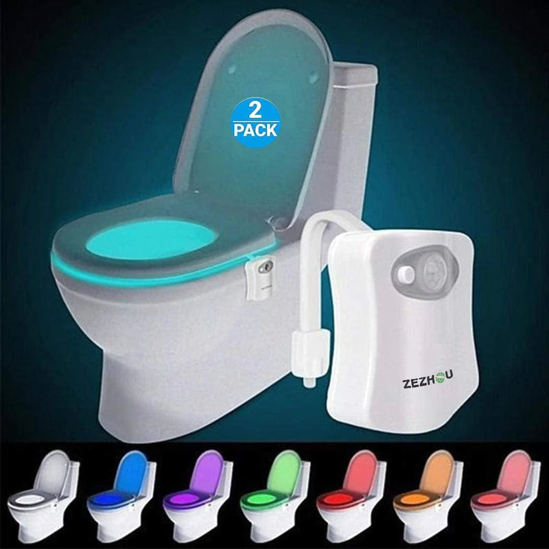 Original Toilet Night Light 2 Pack, ZEZHOU Motion Sensor Activated LED Lamp, Fun 8 Colors Changing Bathroom Nightlight Add on Toilet Bowl Seat, Perfect Decorating Gadget for Dad Adults Kids Toddler Home & Garden > Lighting > Night Lights & Ambient Lighting ZEZHOU   