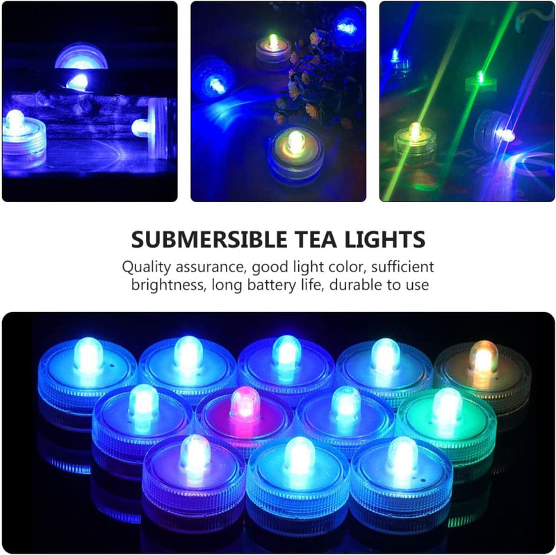 OSALADI 12Pcs Candle Decor Pool Xmas Color Lamps Light Pond Bathtub Blue for New Underwater Favors Year Party Lights Flameless Fishing Led Fish Holiday Submersible Diving Changing Home & Garden > Pool & Spa > Pool & Spa Accessories OSALADI   