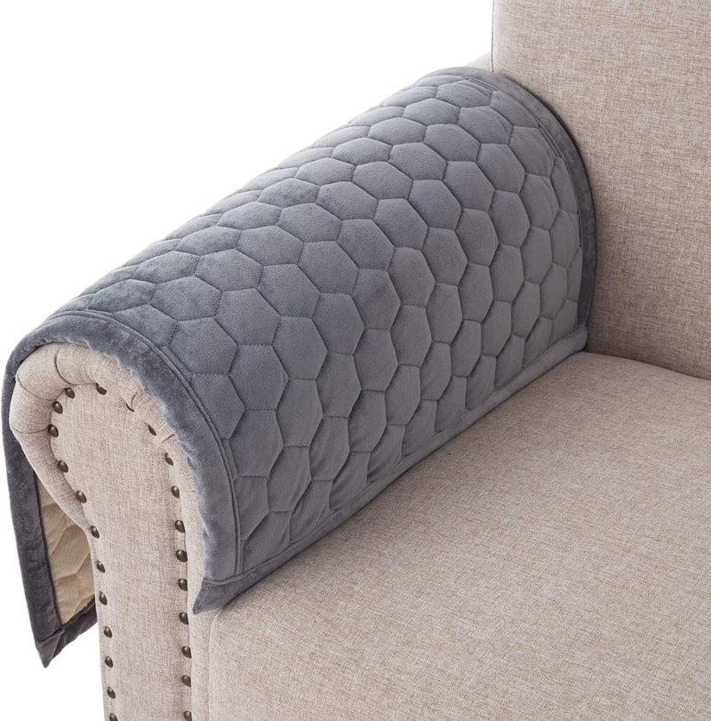 Ostepdecor Sofa Armrest Covers, Backrest Covers, Quilted Sectional Couch Covers, Velvet Sofa Cover for Dogs Cats Pet Love Seat Leather L Shaped, Gray 28 X 28 Inches Home & Garden > Decor > Chair & Sofa Cushions OstepDecor Dark Gray 28" x 28" 