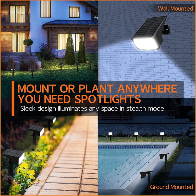Otdair Solar Spot Lights Outdoor, IP65 50 LED Solar Spotlights Outdoor Waterproof, Solar Landscape Lights, 3 Modes Solar Outdoor Lights for Yard Driveway Porch Walkway, 6 Pack