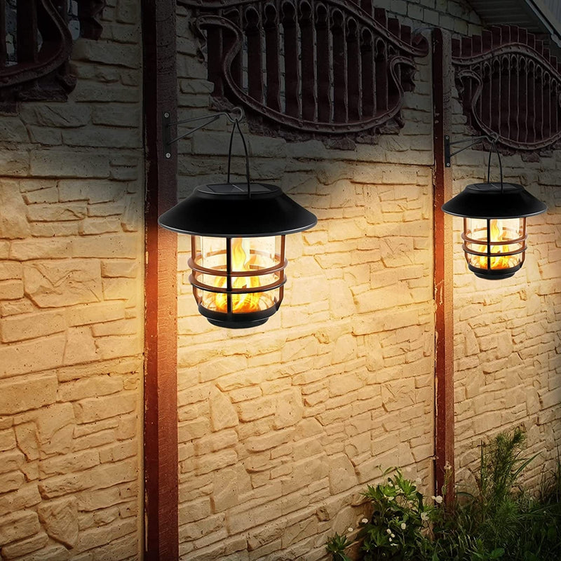 Otdair Solar Wall Lantern Outdoor, Flickering Flames Solar Sconce Lights Outdoor, Hanging Solar Lamps Wall Mount for Front Porch, Patio and Yard, 2 Pack Home & Garden > Lighting > Lamps Otdair   