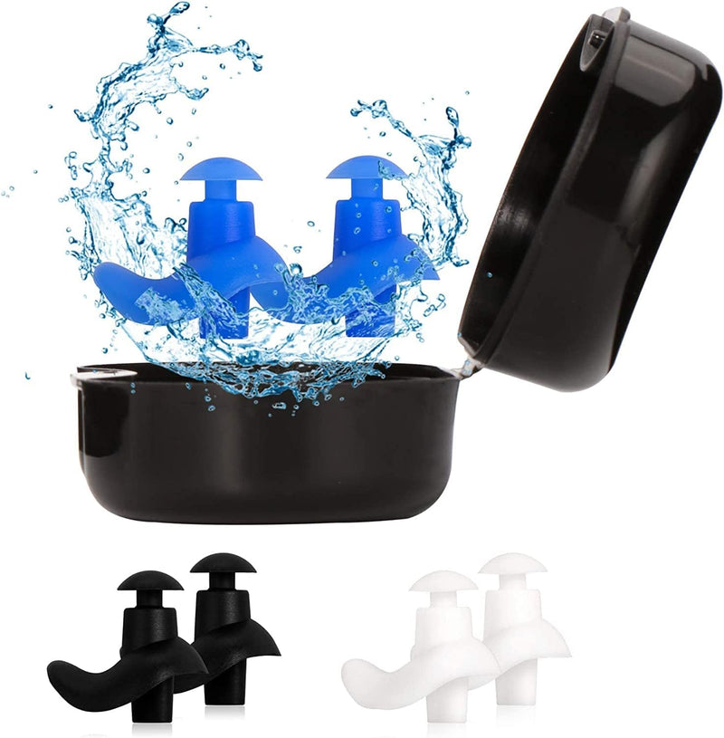 OTIOTI 6 Pairs Swimming Earplugs Waterproof Reusable Silicone Swimming Ear Plugs for Kids and Adults Swimming Showering Bathing Surfing Snorkeling, 1 Pack Free Swim Nose Clip Sporting Goods > Outdoor Recreation > Boating & Water Sports > Swimming OTIOTI   