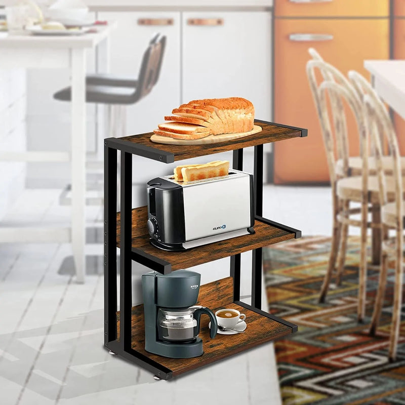 OUTBROS 3-Tier Printer Stand with Storage Shelf, Floor-Standing Multi-Purpose Shelf Rack for Media Player Scanner Files Books Microwave Oven in Kitchen Living Room Home Office