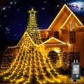 Outdoor Christmas Decorations Topper Star String Lights 344LED 12Ft Hanging Cone Tree Waterfall Lights 8 Lighting Modes Plug in Waterproof for Holiday Yard Party Home Indoor Fence Decor (Warm White) Home & Garden > Lighting > Light Ropes & Strings Linhai Baoguang Lighting Co.,Ltd Warm White  