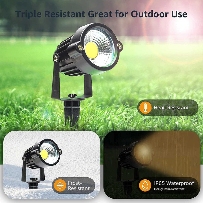 Outdoor Landscape Lights 5W LED Garden Lights IP65 Waterproof COB Spotlights with Spiked Stand for Outdoor Indoor Lawn Yard Walls Trees Flags Decorative Lamp Warm White Lights, 2 Pack Home & Garden > Lighting > Flood & Spot Lights SHOYO   