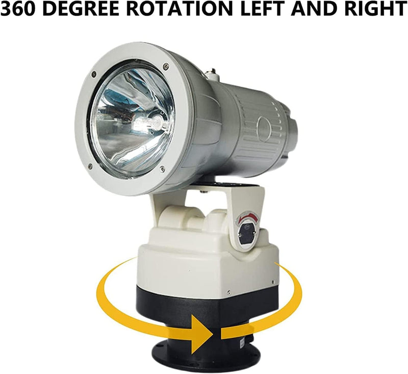 Outdoor LED Spotlight - W/Remote Control Search Light 360 Degree LED Rotating Remote Control Work Light with Magnetic Base, for Boat Home Security Protection Emergency Lighting Farm Field Garden (Col