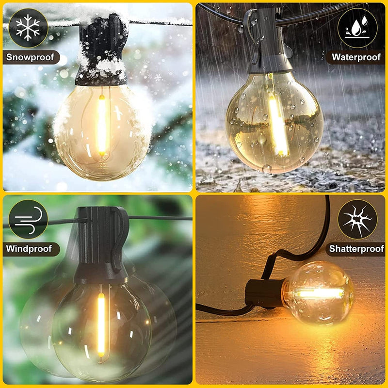 Outdoor String Lights 100Ft G40 Globe Outdoor Lights with 52 Waterproof Shatterproof LED Bulbs(2 Spare)Connectable Patio Lights for outside Backyard Garden Porch Party Led Outdoor String Lights Home & Garden > Lighting > Light Ropes & Strings KDEEIE   