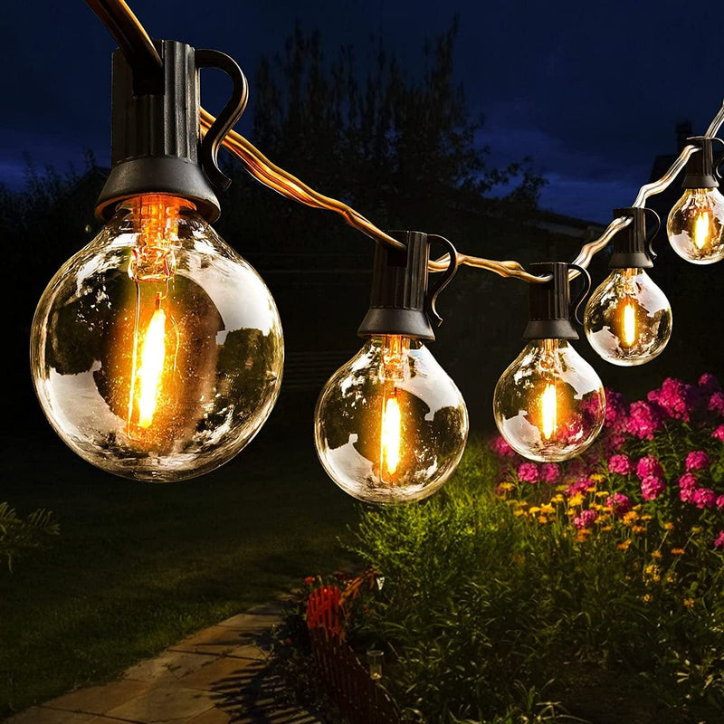Outdoor String Lights 100FT outside Waterproof Patio Lights Backyard Heavy-Duty ETL Listed Shatterproof Plastic G40 Bulbs 0.6W Efficient Connectable Globe String Lights Decorative Café Exterior Home & Garden > Lighting > Light Ropes & Strings Shenzhen CMS Photoelectric Technology and Science Co., Ltd 60 FT  
