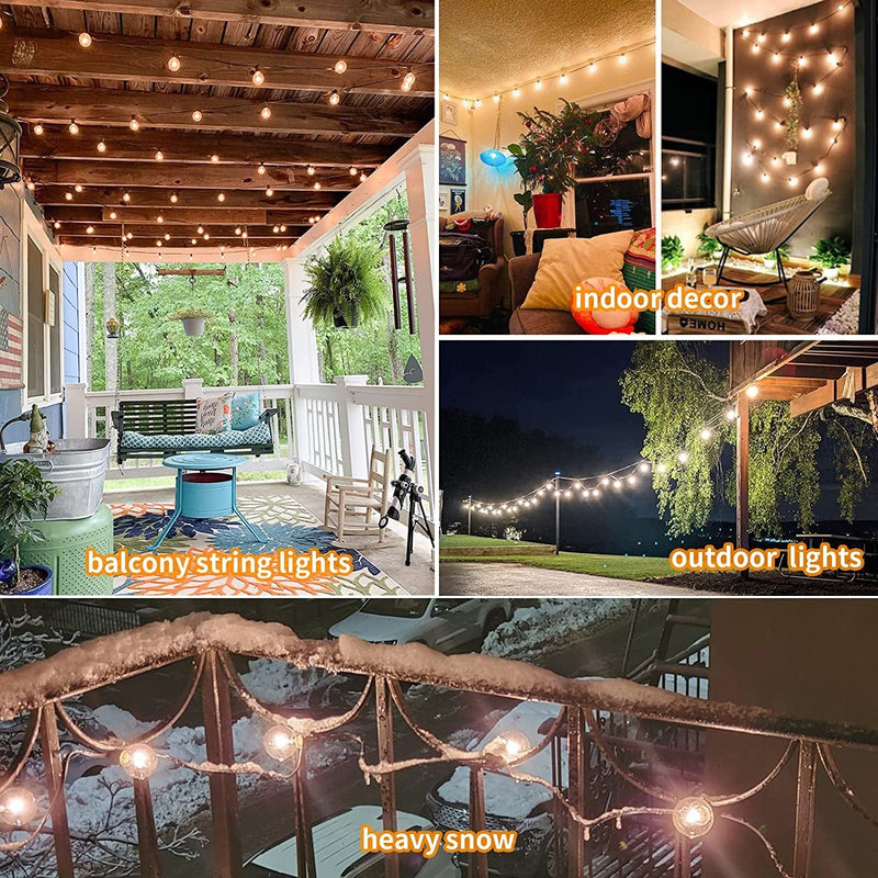 Outdoor String Lights 100FT outside Waterproof Patio Lights Backyard Heavy-Duty ETL Listed Shatterproof Plastic G40 Bulbs 0.6W Efficient Connectable Globe String Lights Decorative Café Exterior Home & Garden > Lighting > Light Ropes & Strings Shenzhen CMS Photoelectric Technology and Science Co., Ltd   