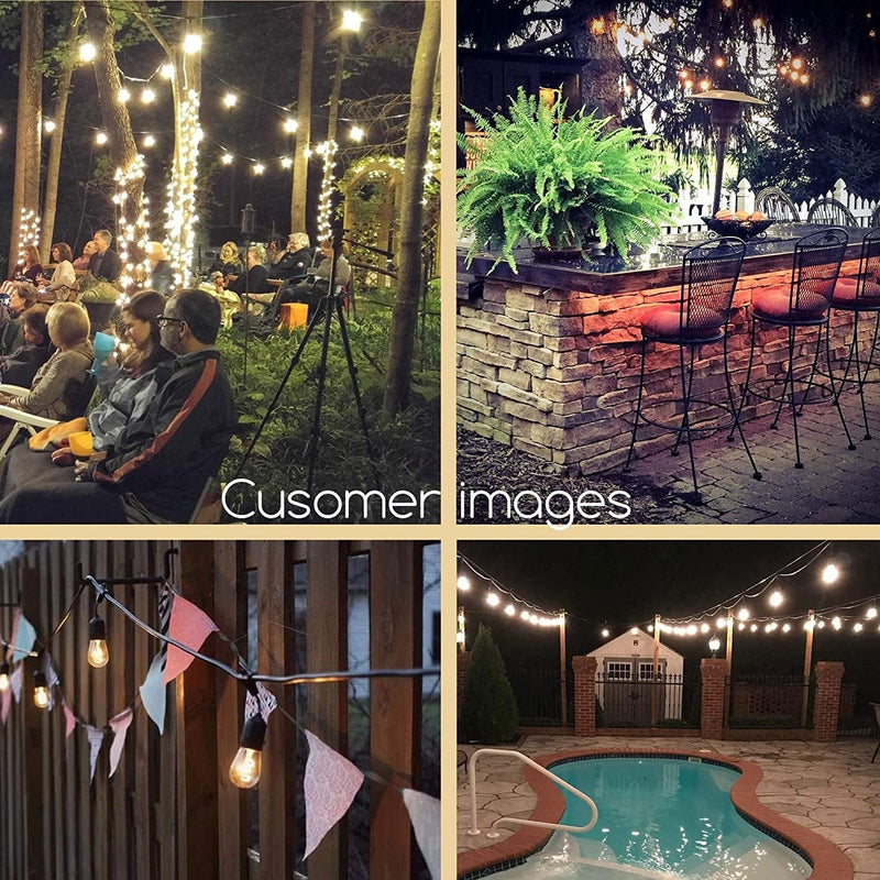 Outdoor String Lights, 48 FT S14 LED Patio Lights with 16 Plastic Edison (1 Spare), UL Listed Weatherproof Connectable Hanging Lights for Backyard Garden Cafe Porch Party Decor(Warm White) Home & Garden > Lighting > Light Ropes & Strings Brightown   