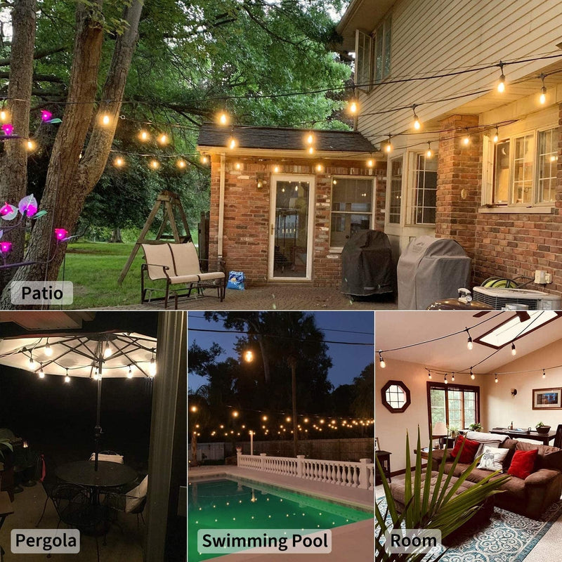 Outdoor String Lights, 48 FT S14 LED Patio Lights with 16 Plastic Edison (1 Spare), UL Listed Weatherproof Connectable Hanging Lights for Backyard Garden Cafe Porch Party Decor(Warm White) Home & Garden > Lighting > Light Ropes & Strings Brightown   