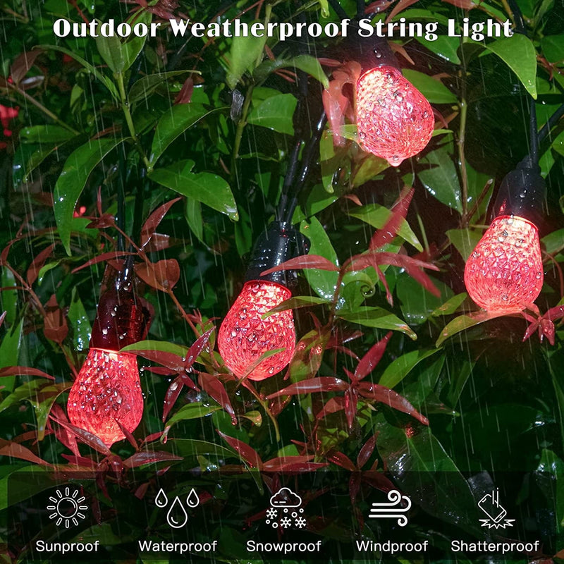 Outdoor String Lights 53FT RGB Color Changing Patio String Lights with App & Remote Control, 25 Bulbs Smart LED String Lights IP66 Waterproof Shatterproof 8 Scene Modes for Patio, Balcony, Garden Home & Garden > Lighting > Light Ropes & Strings YiaMia   