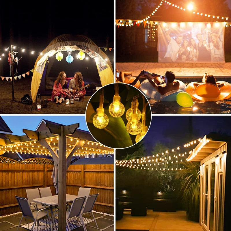 Outdoor String Lights Battery Operated 33FT 100LED String Lights Indoor Waterproof Globe String Lights, with Remote Timer 8 Lighting Modes, for Garden Bedroom Wedding Halloween Christmas Party Decor Home & Garden > Lighting > Light Ropes & Strings Ryblgled   