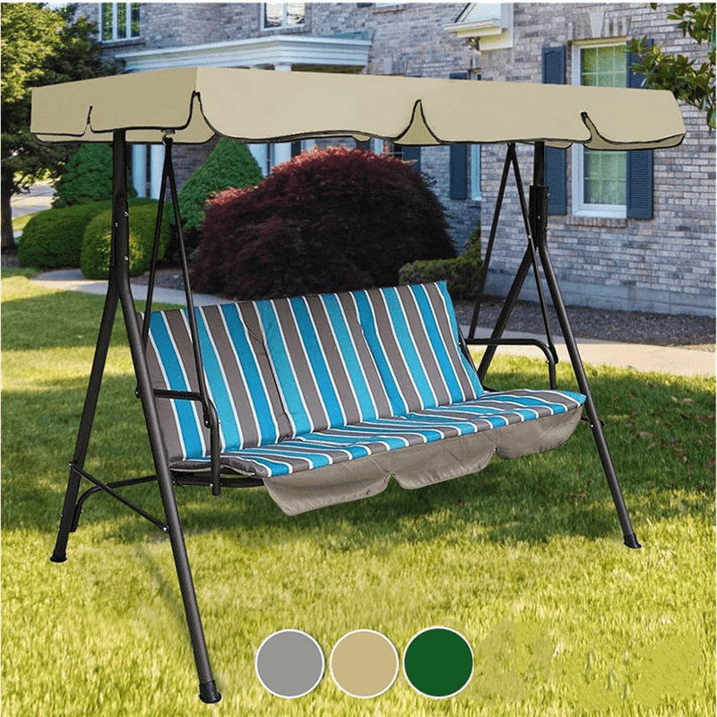 Outdoor Swing Cushion Cover Patio Swing Cushion Replacement 3 Seater Swing Seat Cushion Cover Waterproof Dust Proof for Courtyard Garden Swing Chair Protection Cover-59x59x4inches (Beige) Home & Garden > Lawn & Garden > Outdoor Living > Porch Swings AITRS   