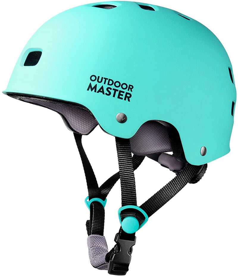 Outdoormaster Skateboard Cycling Helmet - Two Removable Liners Ventilation Multi-Sport Scooter Roller Skate Inline Skating Rollerblading for Kids, Youth & Adults Sporting Goods > Outdoor Recreation > Cycling > Cycling Apparel & Accessories > Bicycle Helmets OutdoorMaster mint Green Medium 