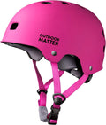 Outdoormaster Skateboard Cycling Helmet - Two Removable Liners Ventilation Multi-Sport Scooter Roller Skate Inline Skating Rollerblading for Kids, Youth & Adults Sporting Goods > Outdoor Recreation > Cycling > Cycling Apparel & Accessories > Bicycle Helmets OutdoorMaster Pink Large 