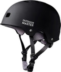 Outdoormaster Skateboard Cycling Helmet - Two Removable Liners Ventilation Multi-Sport Scooter Roller Skate Inline Skating Rollerblading for Kids, Youth & Adults Sporting Goods > Outdoor Recreation > Cycling > Cycling Apparel & Accessories > Bicycle Helmets OutdoorMaster Black Medium 