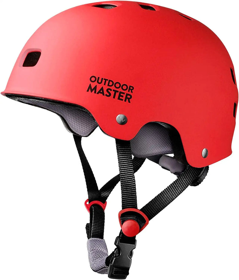 Outdoormaster Skateboard Cycling Helmet - Two Removable Liners Ventilation Multi-Sport Scooter Roller Skate Inline Skating Rollerblading for Kids, Youth & Adults Sporting Goods > Outdoor Recreation > Cycling > Cycling Apparel & Accessories > Bicycle Helmets OutdoorMaster Red Large 