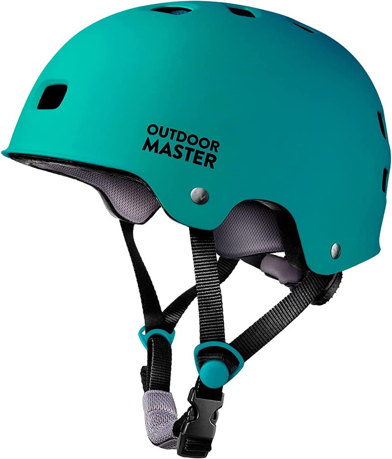 Outdoormaster Skateboard Cycling Helmet - Two Removable Liners Ventilation Multi-Sport Scooter Roller Skate Inline Skating Rollerblading for Kids, Youth & Adults Sporting Goods > Outdoor Recreation > Cycling > Cycling Apparel & Accessories > Bicycle Helmets OutdoorMaster Sea Green Medium 