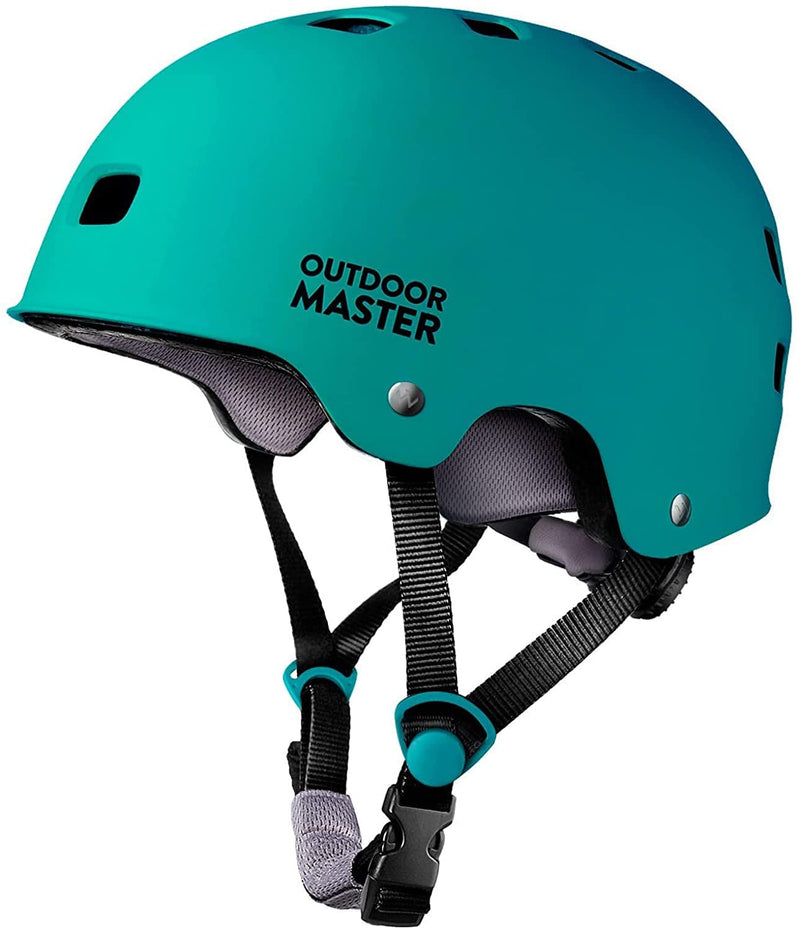 Outdoormaster Skateboard Cycling Helmet - Two Removable Liners Ventilation Multi-Sport Scooter Roller Skate Inline Skating Rollerblading for Kids, Youth & Adults Sporting Goods > Outdoor Recreation > Cycling > Cycling Apparel & Accessories > Bicycle Helmets OutdoorMaster Sea Green Small 