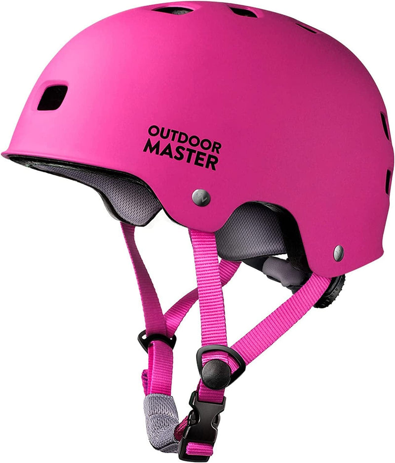 Outdoormaster Skateboard Cycling Helmet - Two Removable Liners Ventilation Multi-Sport Scooter Roller Skate Inline Skating Rollerblading for Kids, Youth & Adults Sporting Goods > Outdoor Recreation > Cycling > Cycling Apparel & Accessories > Bicycle Helmets OutdoorMaster Pink Medium 