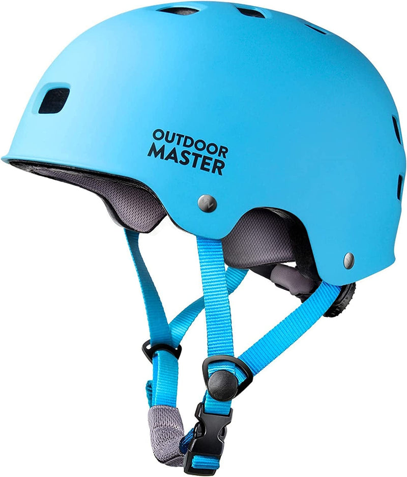 Outdoormaster Skateboard Cycling Helmet - Two Removable Liners Ventilation Multi-Sport Scooter Roller Skate Inline Skating Rollerblading for Kids, Youth & Adults Sporting Goods > Outdoor Recreation > Cycling > Cycling Apparel & Accessories > Bicycle Helmets OutdoorMaster Blue Medium 