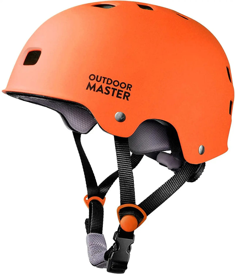 Outdoormaster Skateboard Cycling Helmet - Two Removable Liners Ventilation Multi-Sport Scooter Roller Skate Inline Skating Rollerblading for Kids, Youth & Adults Sporting Goods > Outdoor Recreation > Cycling > Cycling Apparel & Accessories > Bicycle Helmets OutdoorMaster Orange Small 