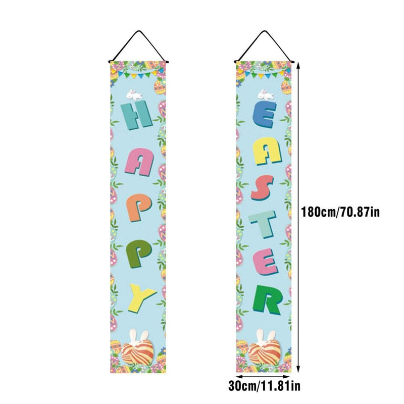 Outside Easter Decorations for Yard Desk Decor 1 PCS Happy Easter Porch Banner Bunny Egg Rabbit Party Front Door Sign Wall Hanging Spring Decorations and Supplies for Home Office Farmhouse Holiday Home & Garden > Decor > Seasonal & Holiday Decorations Unbranded   