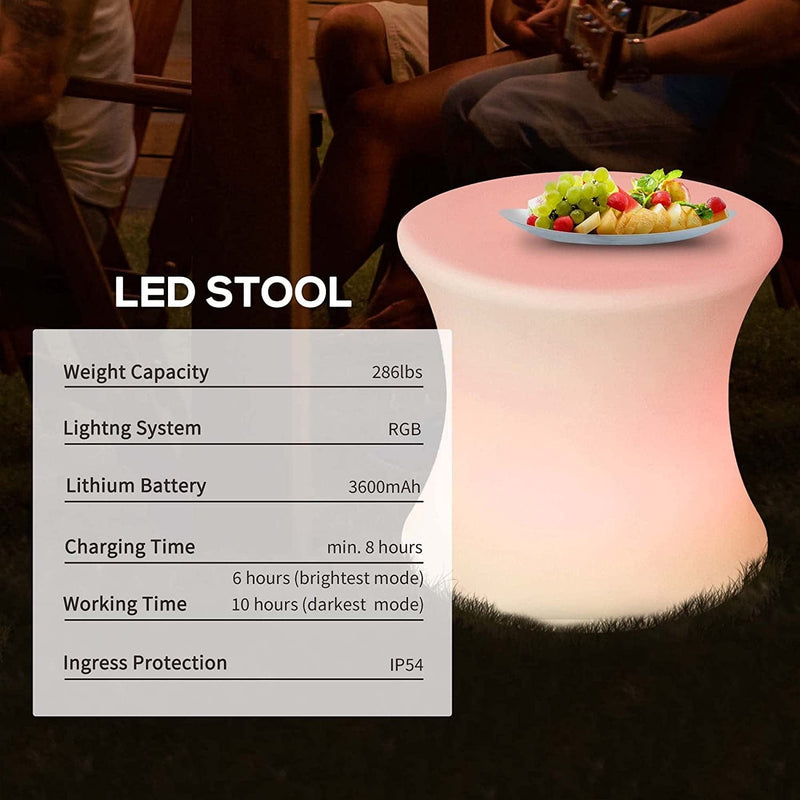 Outsunny 16" Led Stool Chair 16 RGB Color Changing Outdoor LED Light Mood Lamp with Remote Control for Party, Pool Deck, Indoor Room Home & Garden > Pool & Spa > Pool & Spa Accessories Aosom LLC   