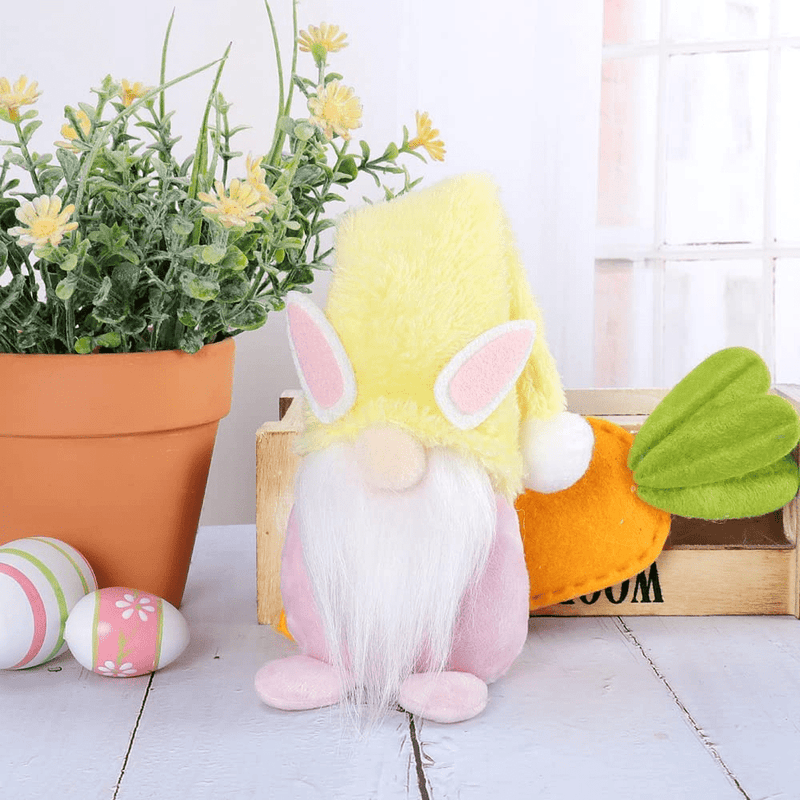 OVEELER Easter Gnomes Plush Handmade Bunny Gnomes with Floppy Hat Swedish Tomte Scandinavian Elf Spring Decorations Ornaments Set of 4 Home & Garden > Decor > Seasonal & Holiday Decorations OVEELER   