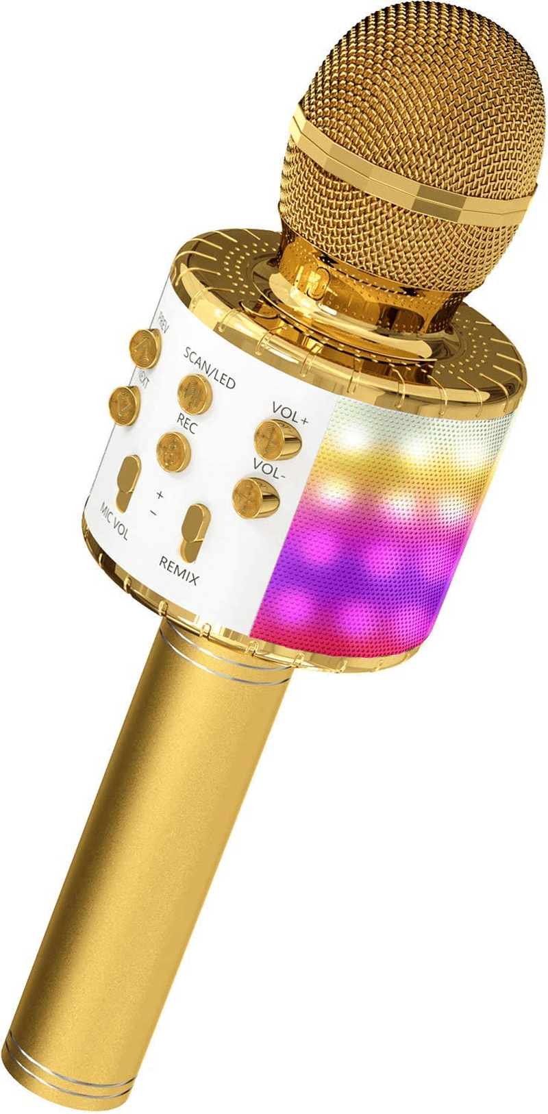 OVELLIC Karaoke Microphone for Kids, Wireless Bluetooth Karaoke Microphone with LED Lights, Portable Handheld Mic Speaker Machine, Great Gifts Toys for Girls Boys Adults All Age (Rose Gold) Electronics > Audio > Audio Components > Microphones OVELLIC Gold  