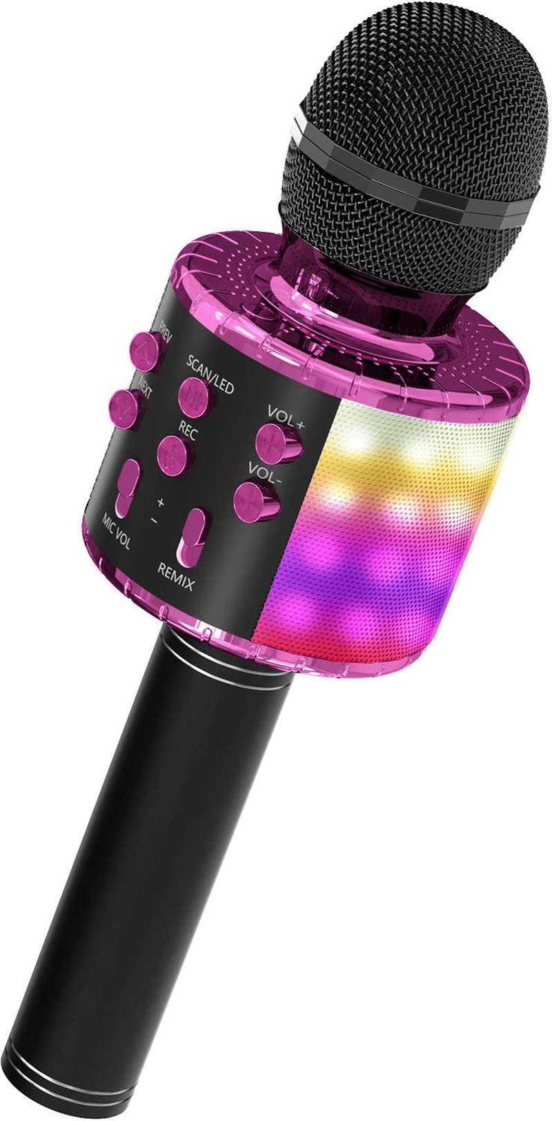 OVELLIC Karaoke Microphone for Kids, Wireless Bluetooth Karaoke Microphone with LED Lights, Portable Handheld Mic Speaker Machine, Great Gifts Toys for Girls Boys Adults All Age (Rose Gold) Electronics > Audio > Audio Components > Microphones OVELLIC Black Purple  