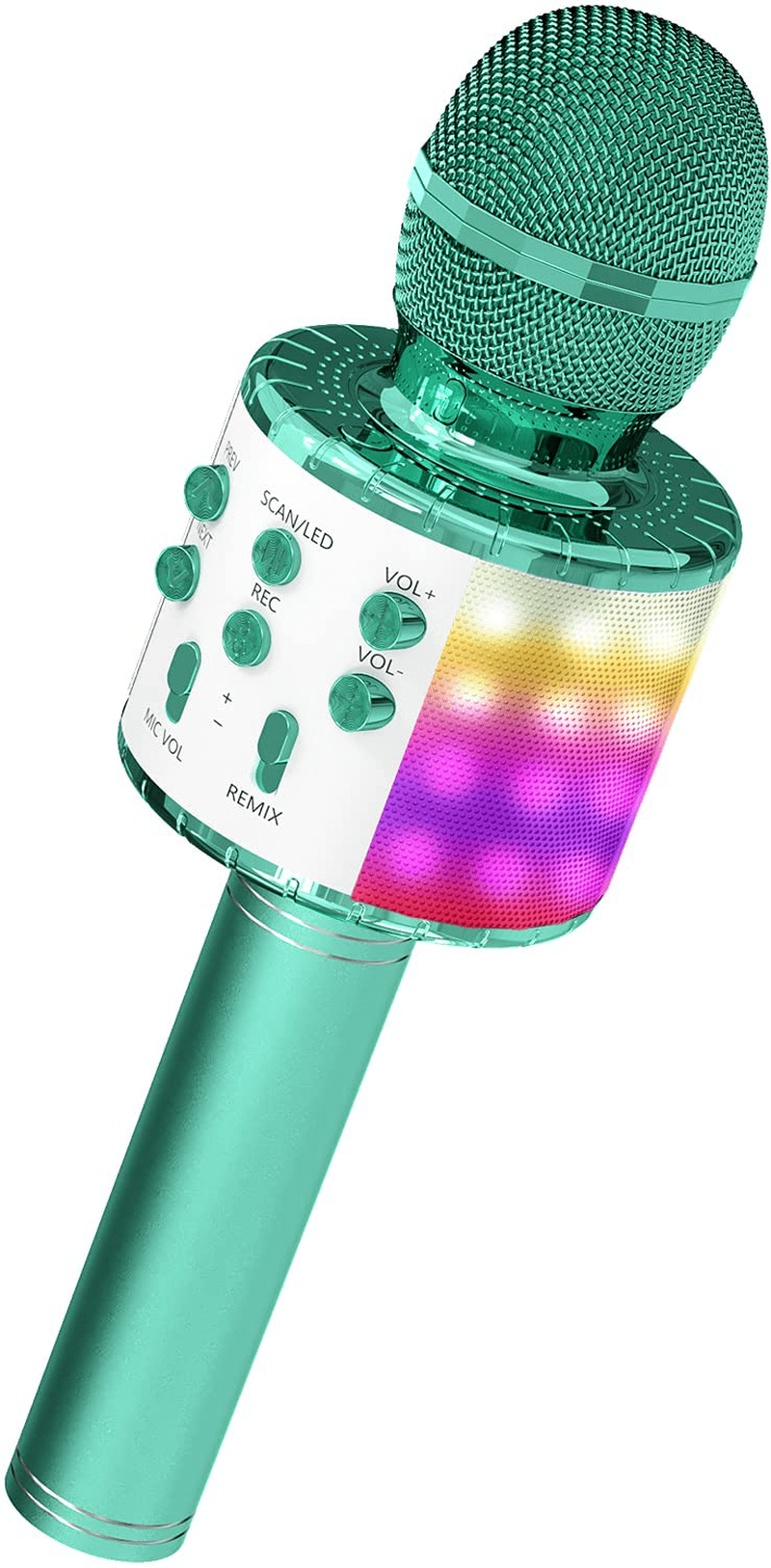 OVELLIC Karaoke Microphone for Kids, Wireless Bluetooth Karaoke Microphone with LED Lights, Portable Handheld Mic Speaker Machine, Great Gifts Toys for Girls Boys Adults All Age (Rose Gold) Electronics > Audio > Audio Components > Microphones OVELLIC Green  