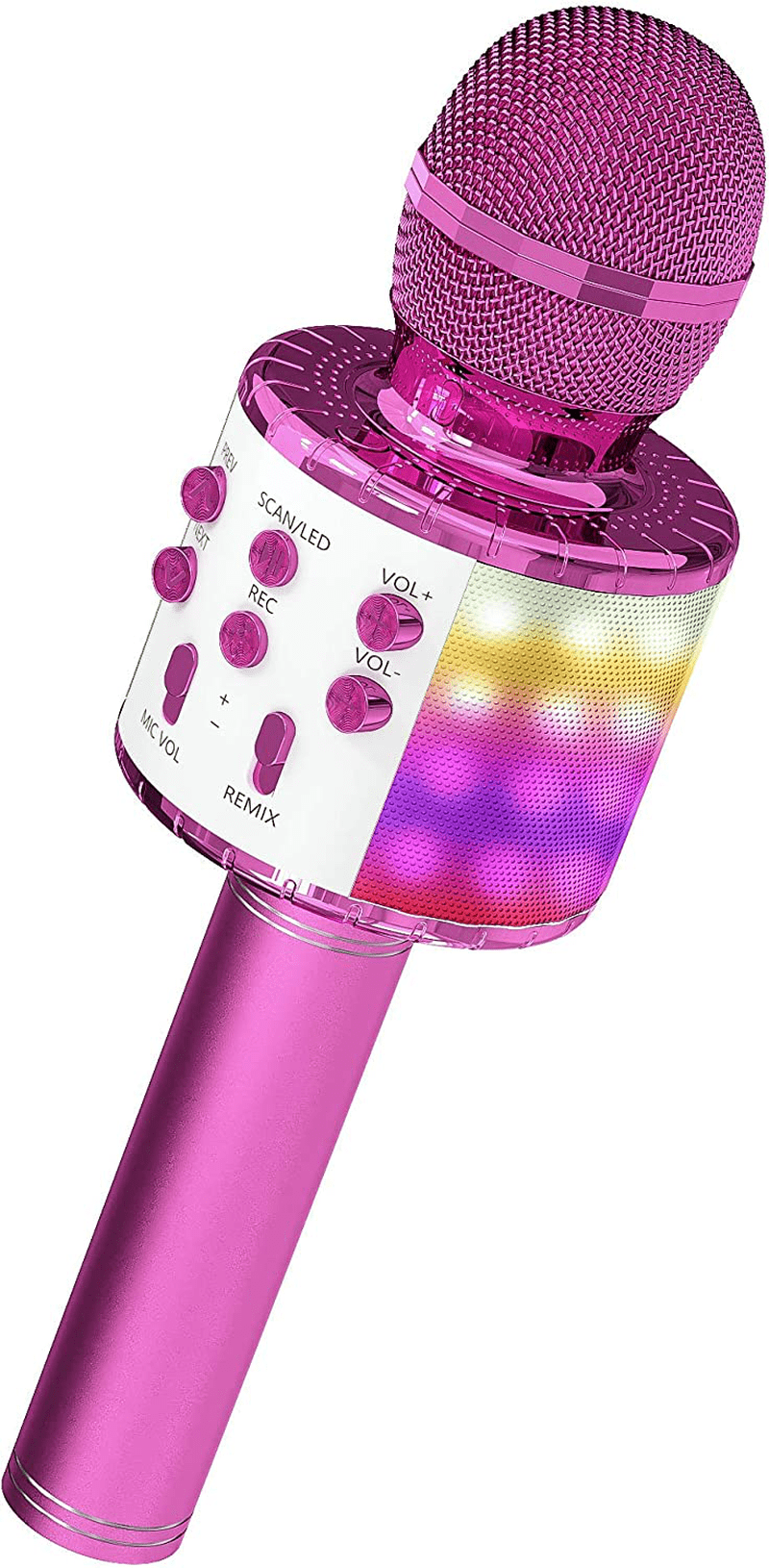 OVELLIC Karaoke Microphone for Kids, Wireless Bluetooth Karaoke Microphone with LED Lights, Portable Handheld Mic Speaker Machine, Great Gifts Toys for Girls Boys Adults All Age (Rose Gold) Electronics > Audio > Audio Components > Microphones OVELLIC Purple  