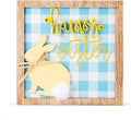 OYATON Easter Decorations for the Home - Rustic Spring Happy Easter Bunny Wood Sign Block with Egg and Wooden Beads Decor for Table, Mantle, Tiered Tray - Indoor Mini Easter Decor Home & Garden > Decor > Seasonal & Holiday Decorations OYATON Blue Buffalo Plaid  