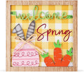OYATON Easter Decorations for the Home - Rustic Spring Happy Easter Bunny Wood Sign Block with Egg and Wooden Beads Decor for Table, Mantle, Tiered Tray - Indoor Mini Easter Decor Home & Garden > Decor > Seasonal & Holiday Decorations OYATON Yellow Buffalo Plaid  