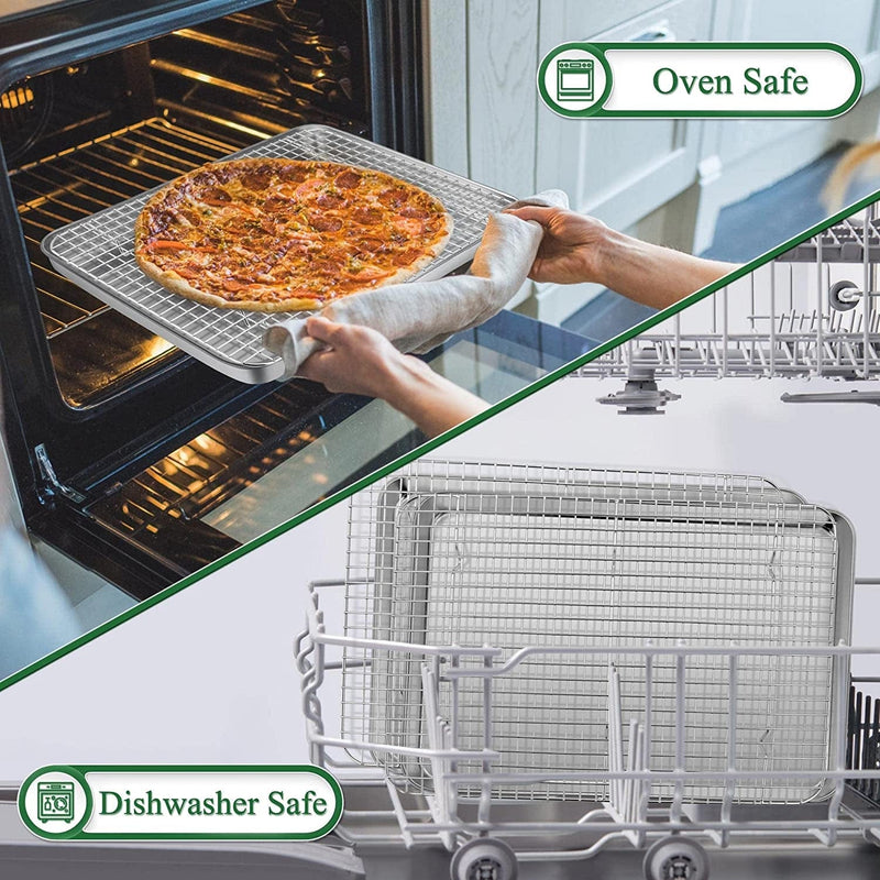 P&P CHEF Baking Sheets and Racks Set (2 Pans + 2 Racks), Stainless Steel Baking Sheet Oven Tray and Cooling Grid Rack for Cookies Meats, Size 16 X 12 X 1 Inch, Oven & Dishwasher Safe Home & Garden > Kitchen & Dining > Cookware & Bakeware P&P CHEF   