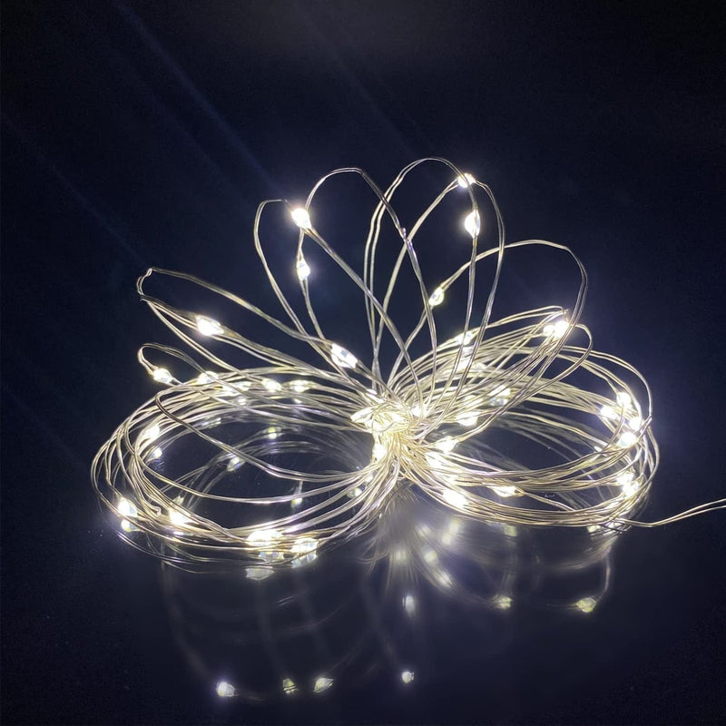 Pack 2 Indoor Battery-Operated Led String Lights with Timer,Mini Leds Fairy Lights for Wedding Centerpiece Christmas Party Lighting Decorations,50 Count Leds,18Ft Silver Wire (Warm White) Home & Garden > Lighting > Light Ropes & Strings Luna Gift Cold White  