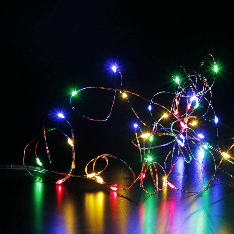 Pack of 3 Sets LED Starry String Lights with 10 Micro Leds on 3.3Ft(1M) Copper Wire, Fairy Lights Battery Powered by 2X Cr2032(Incl), for Wedding or Christmas Party Table Decorations (Multicolor 1M)